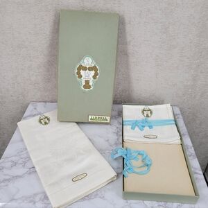 Liddell Damask Irish Linens White Linen 12 Napkins and Tablecloth 64×102